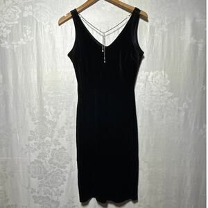 Y2K Velvet Dress Small Rhinestone Stretch Witchy Goth PerSeption BodyCon